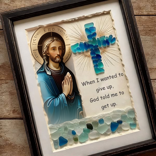 Jesus Sea Glass Art Decoration