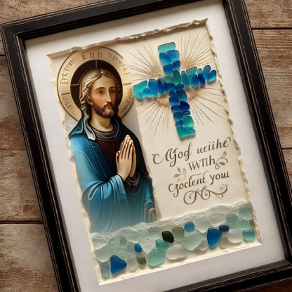 Jesus Sea Glass Art Decoration