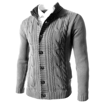 Gentleman's Casual Jacquard Buttons Sweater