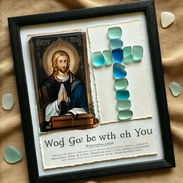 Jesus Sea Glass Art Decoration