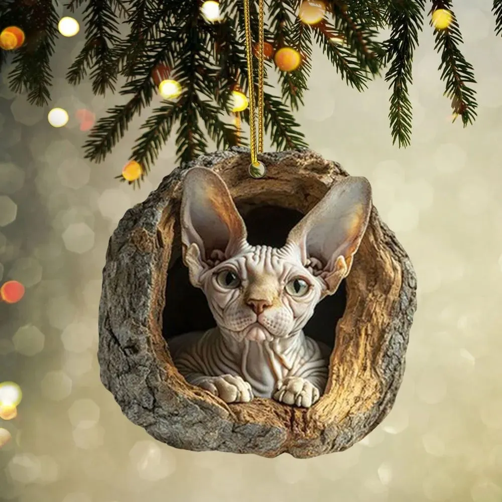 🎁❤️Forest Tree Hole Cat Ornament – ​​Cozy Forest Christmas Decoration