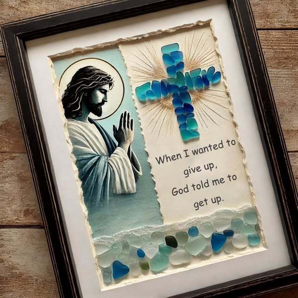 Jesus Sea Glass Art Decoration
