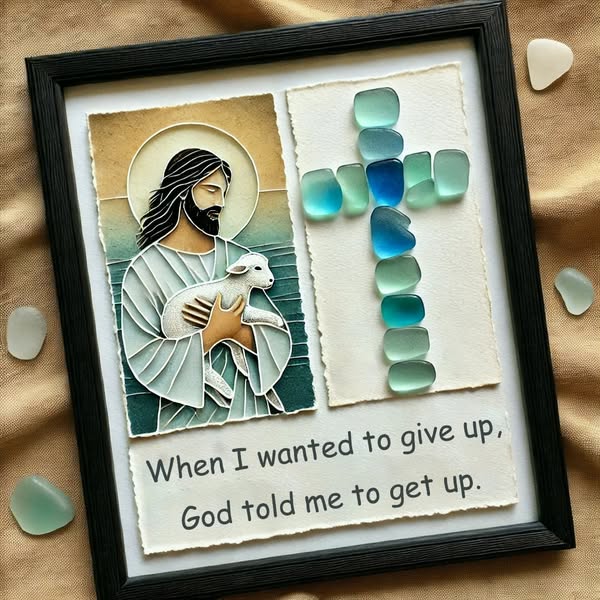Jesus Sea Glass Art Decoration