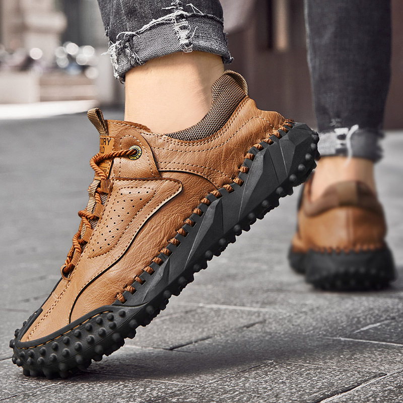 (⏰Clearance Sale-70%OFF🔥)Men’s Vintage Leather Hiking Shoes – Genuine Leather, Orthopedic Arch Support, Wide Toe Box, Waterproof, Breathable, Hand-Sewn, Non-Slip, Lightweight Shoes for Driving & Walking