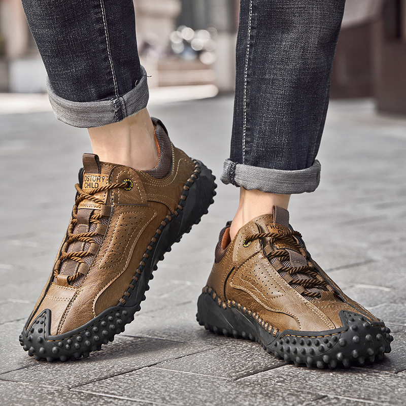 (⏰Clearance Sale-70%OFF🔥)Men’s Vintage Leather Hiking Shoes – Genuine Leather, Orthopedic Arch Support, Wide Toe Box, Waterproof, Breathable, Hand-Sewn, Non-Slip, Lightweight Shoes for Driving & Walking
