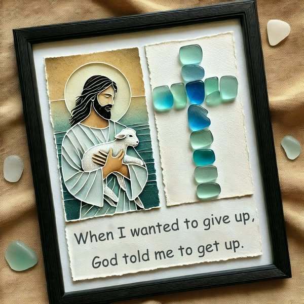 Jesus Sea Glass Art Decoration