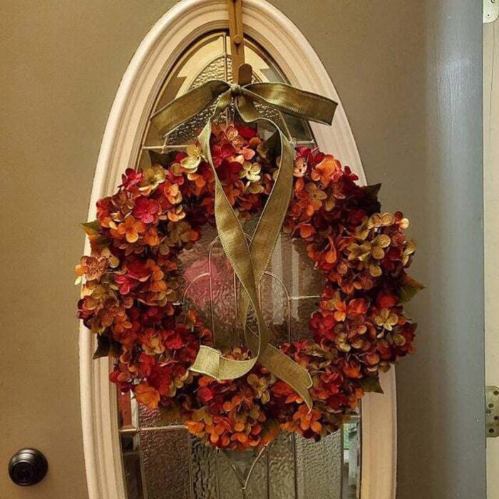 Autumn Blended Hydrangea Fall Front Door Outdoor Hydrangea Wreaths