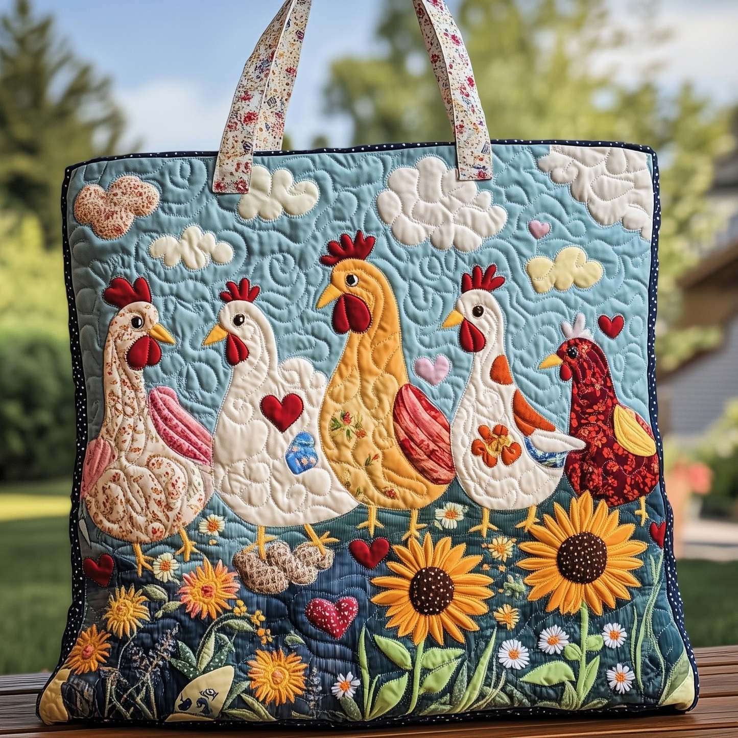Funky Chicken Quilted Tote Bag GFTOHD7930