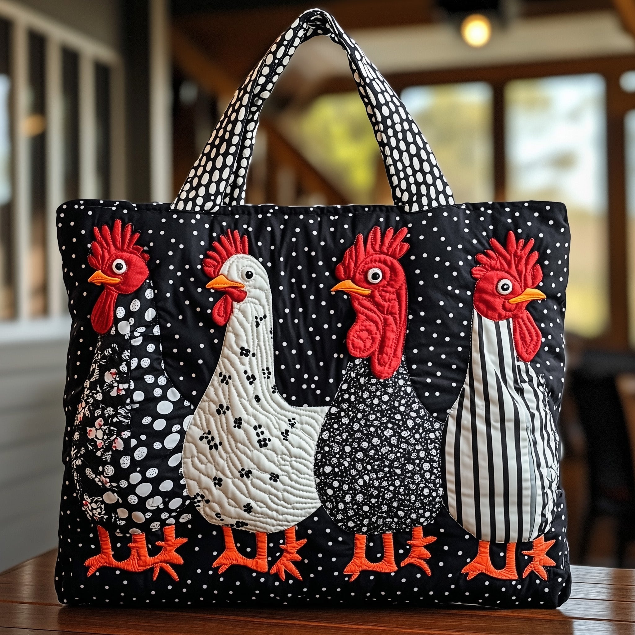 Funky Chicken Quilted Tote Bag GFTOHD7934
