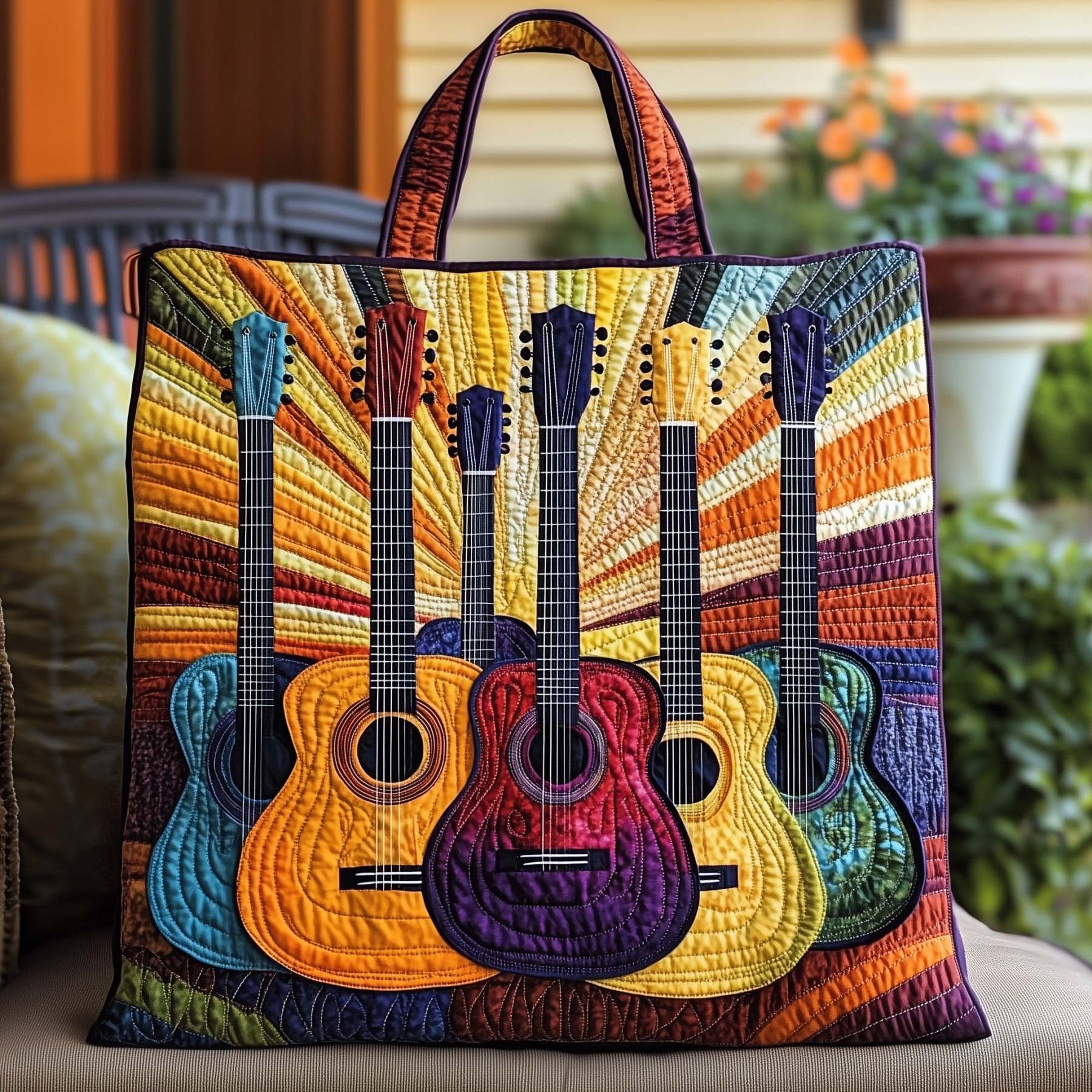 Sunshine Guitar Quilted Tote Bag GFTOHD8027