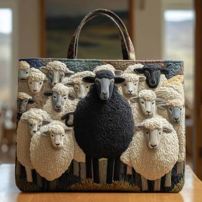 Fluffy Happy Sheep Quilted Tote Bag GFTOHD8653
