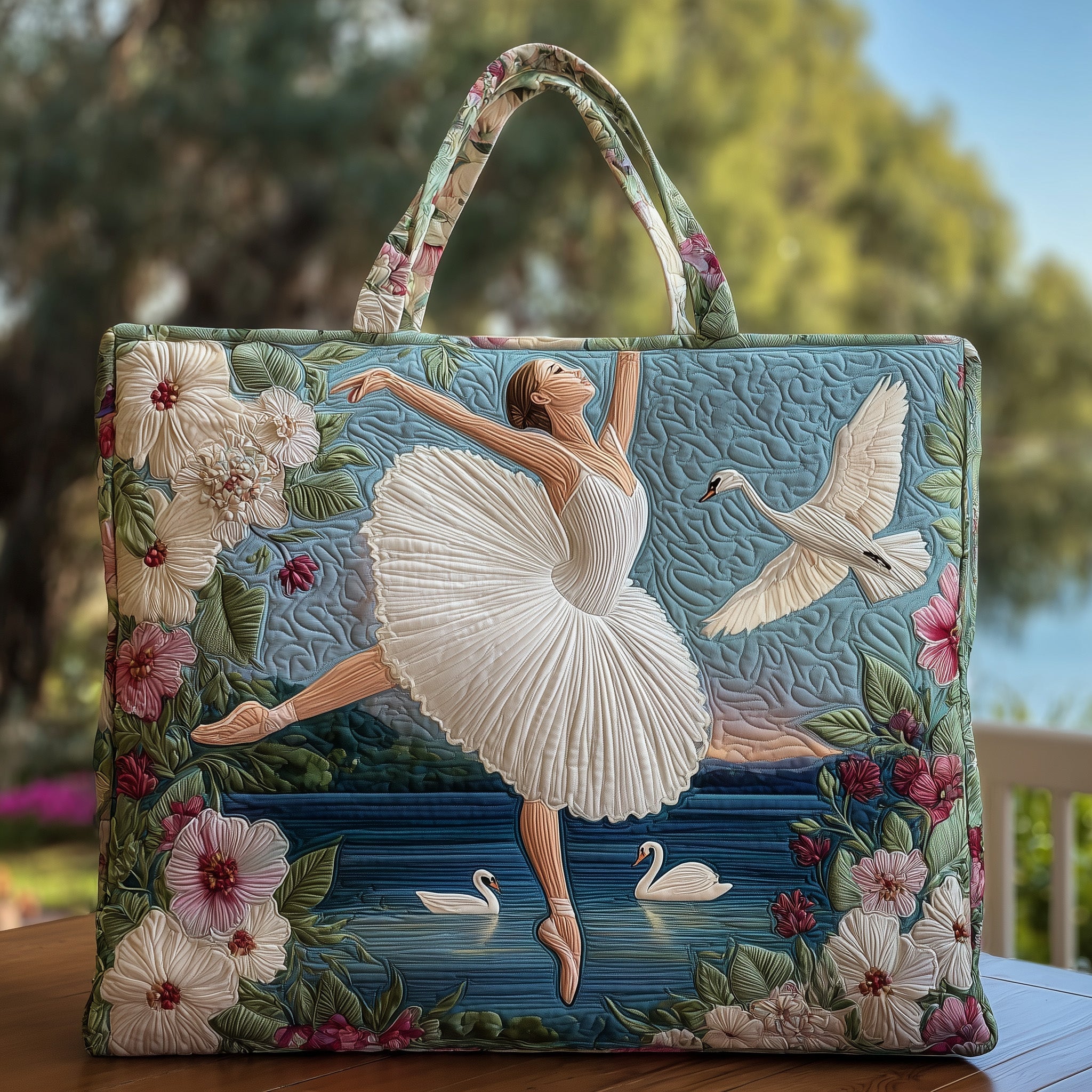Elegant Ballerina Quilted Tote Bag GFTOHD8883