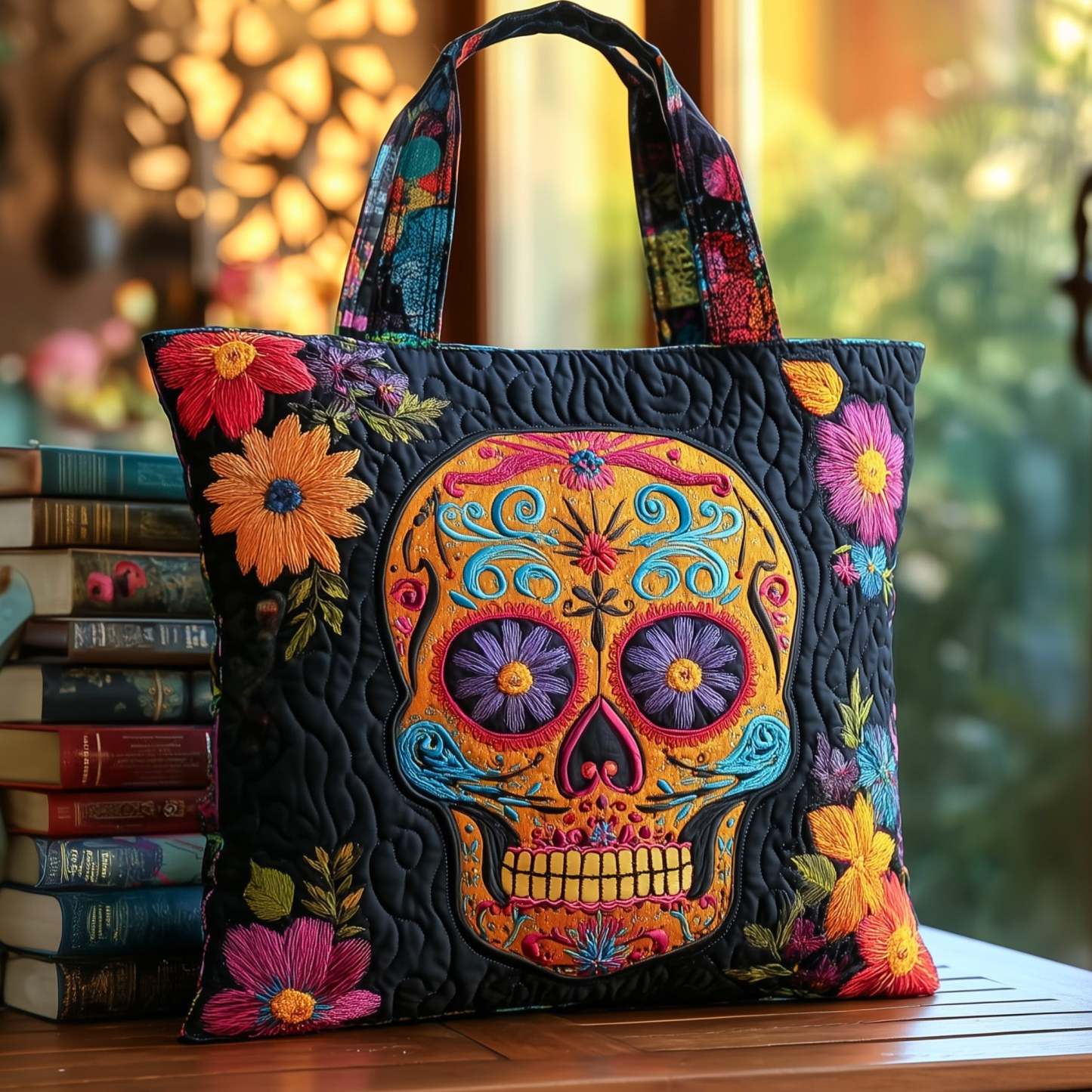 Sugar Skull Quilted Tote Bag GFTOHD9341