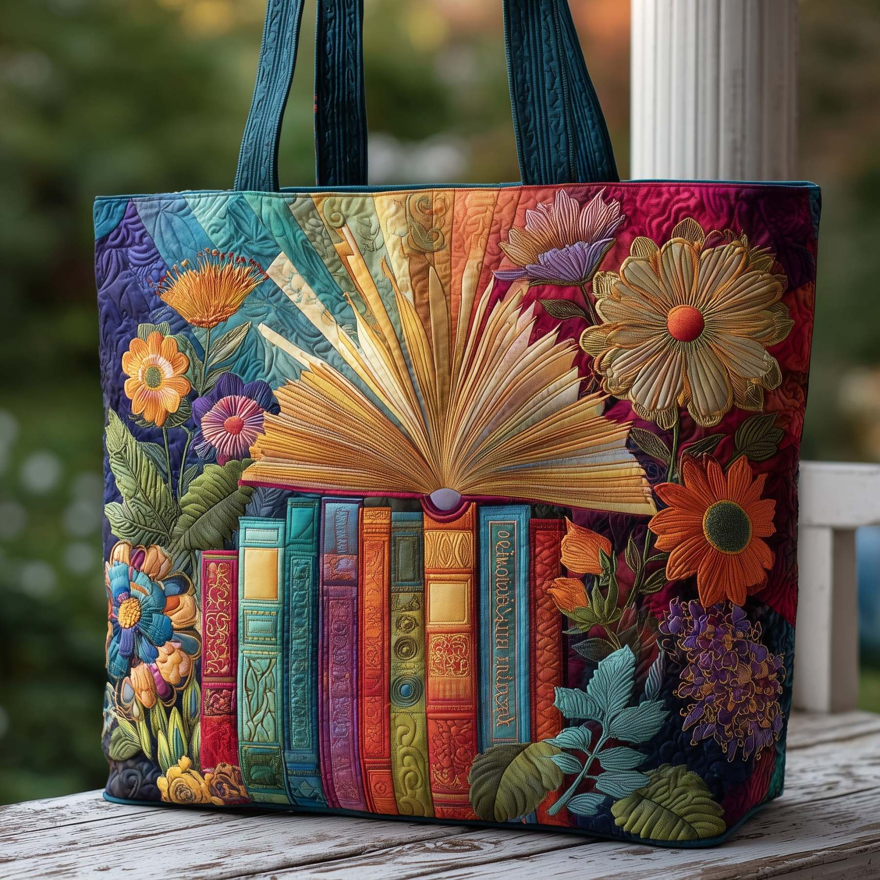 Floral Bookish Quilted Tote Bag GFTOMA3584