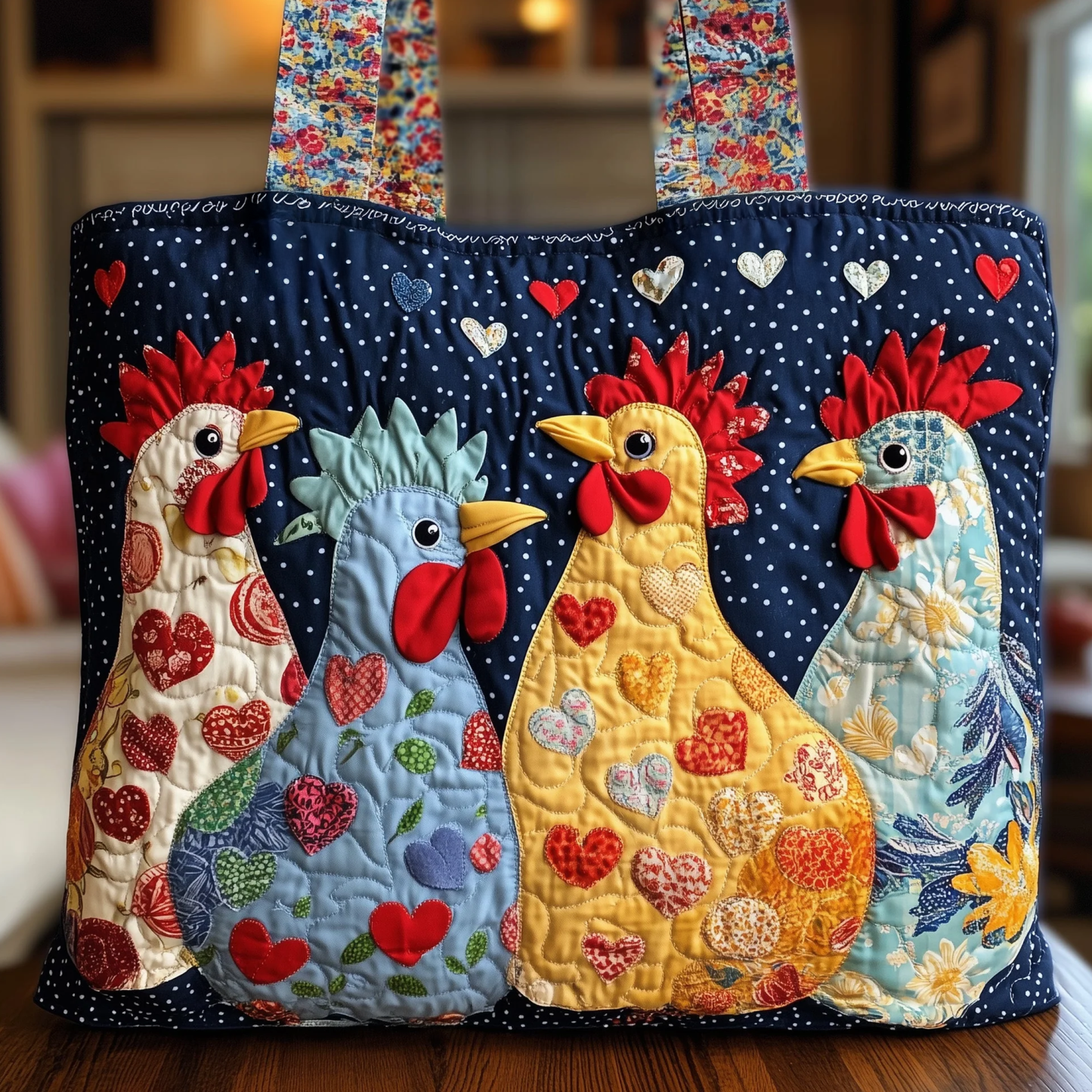 Whimsical Chicken Quilted Tote Bag GFTONL4828