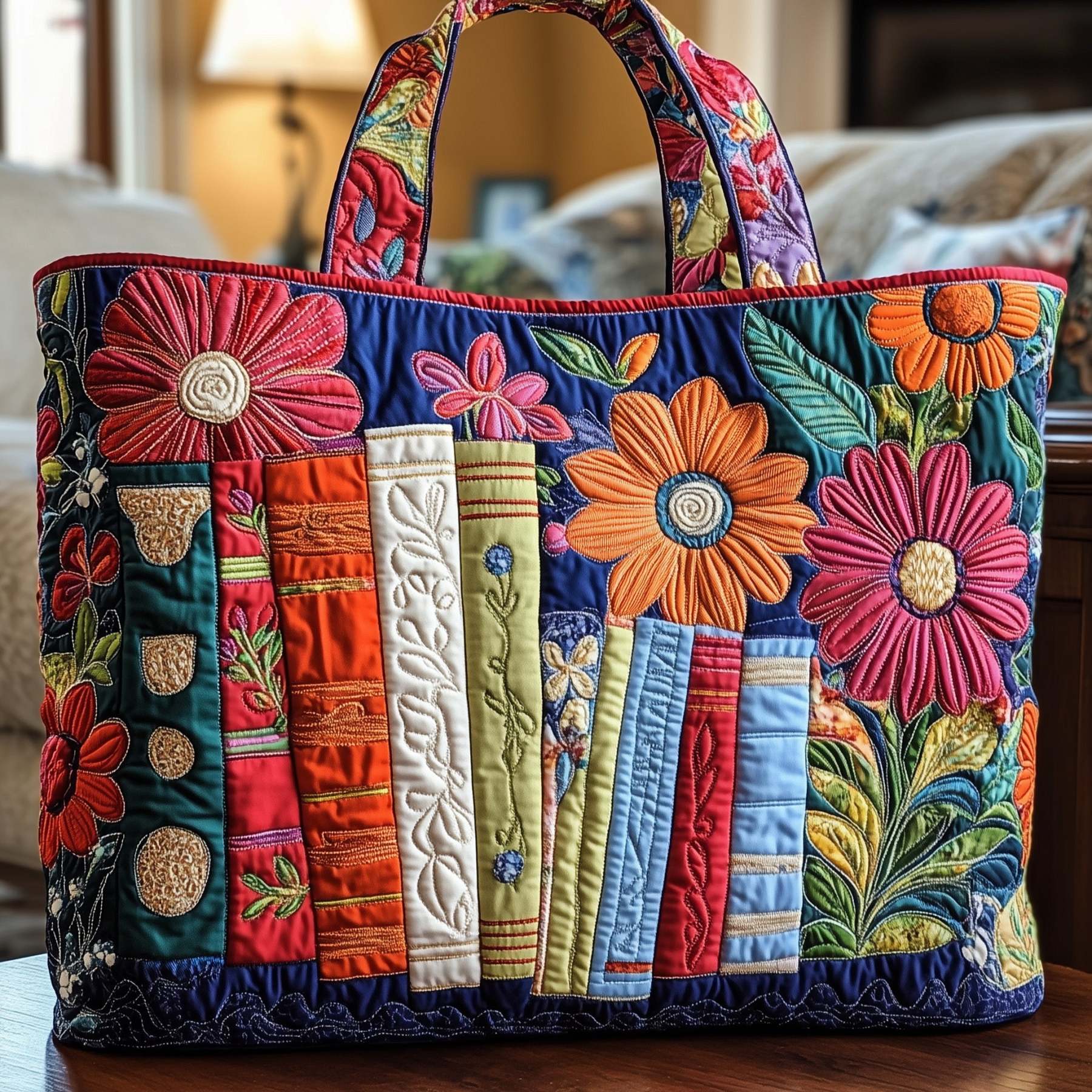 Bookish Quilted Tote Bag