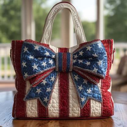 Patriotic Bow Quilted Tote Bag GFTONL4944