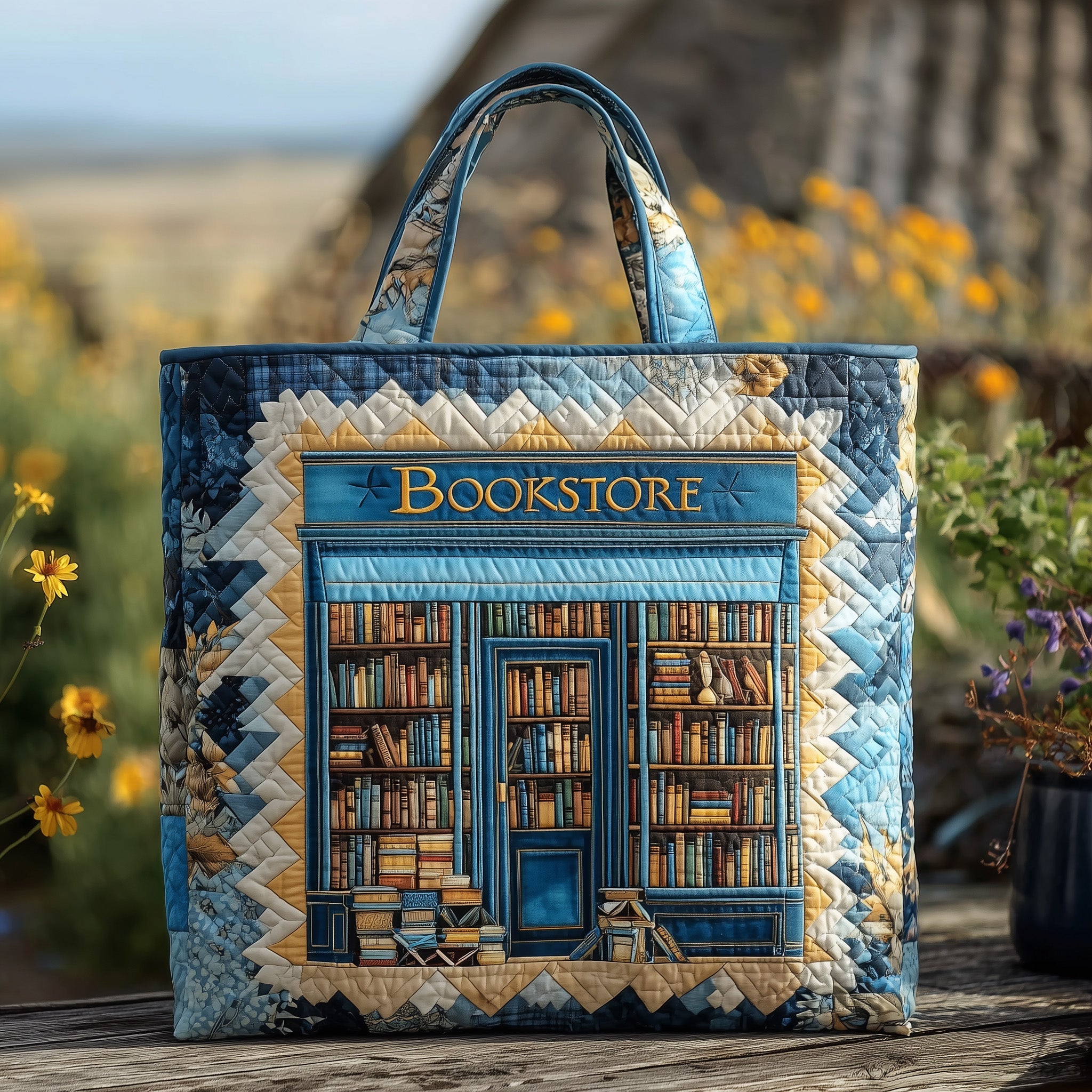 Charming Bookstore Quilted Tote Bag GFTONL5487