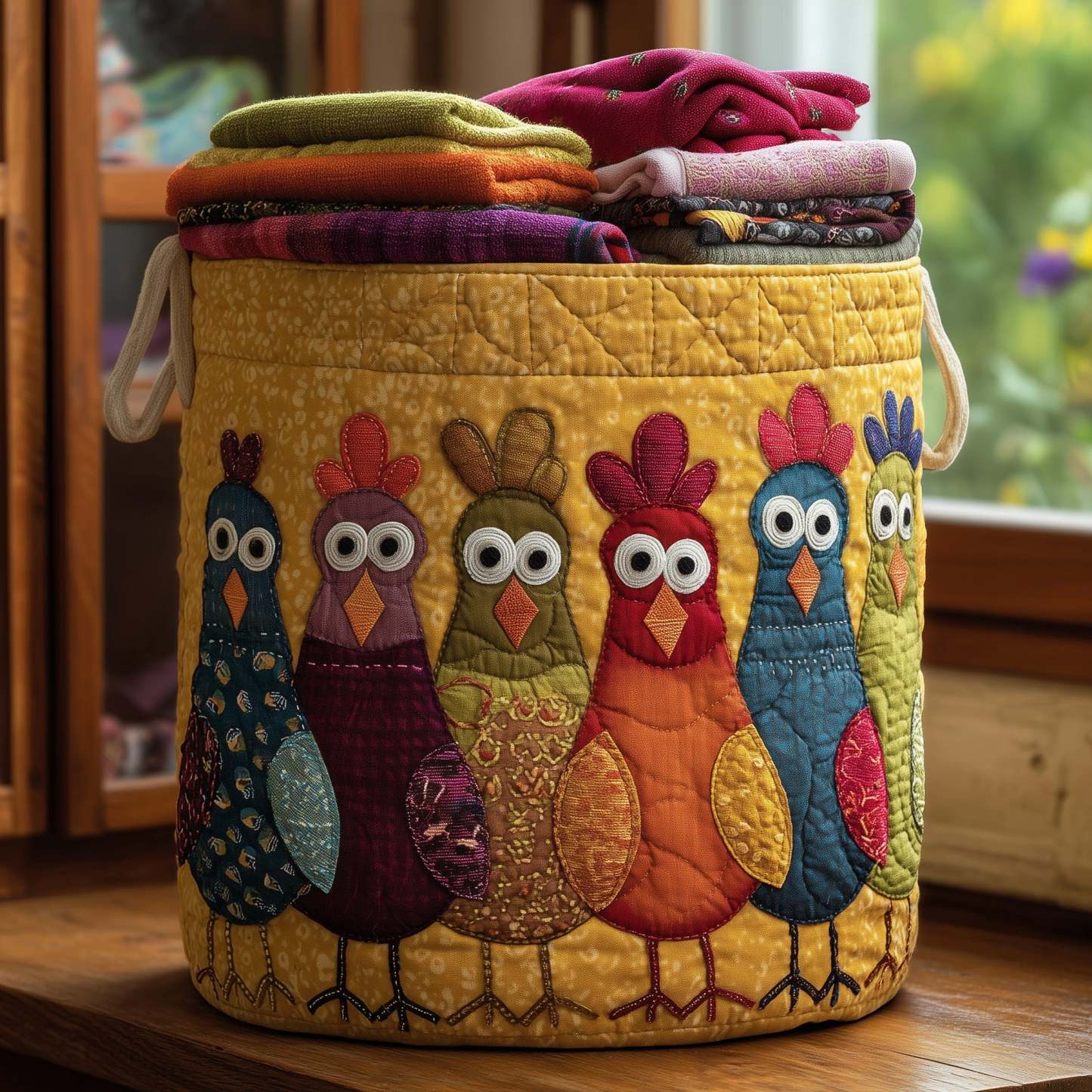Whimsical Chicken Quilted Laundry Basket GFTONL5907