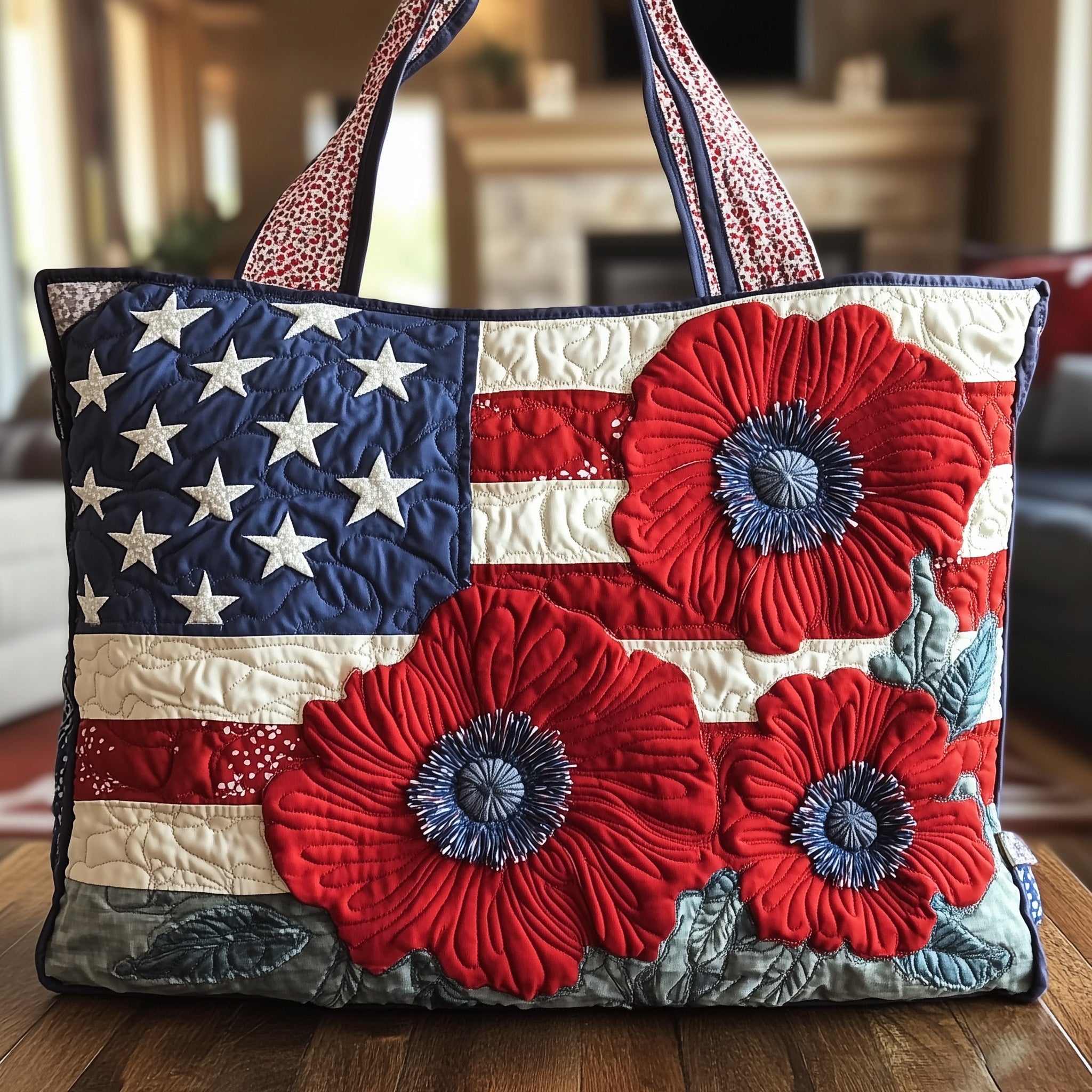 American Poppy Quilted Tote Bag GFTONT860