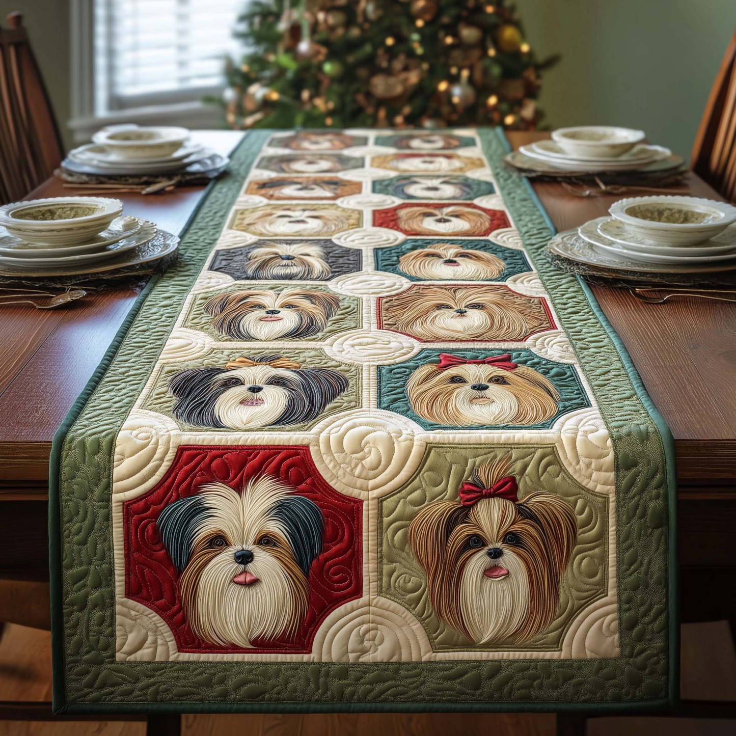 Shih Mosaic Quilted Table Runner GFTOQM1341
