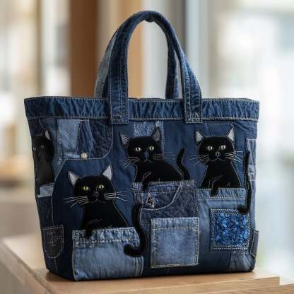 Whimsical Cat Quilted Tote Bag GFTOTP10205