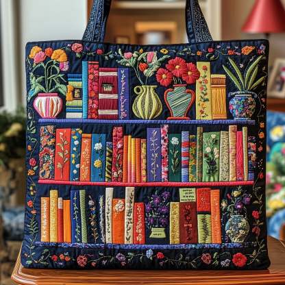 Bookish Quilted Tote Bag