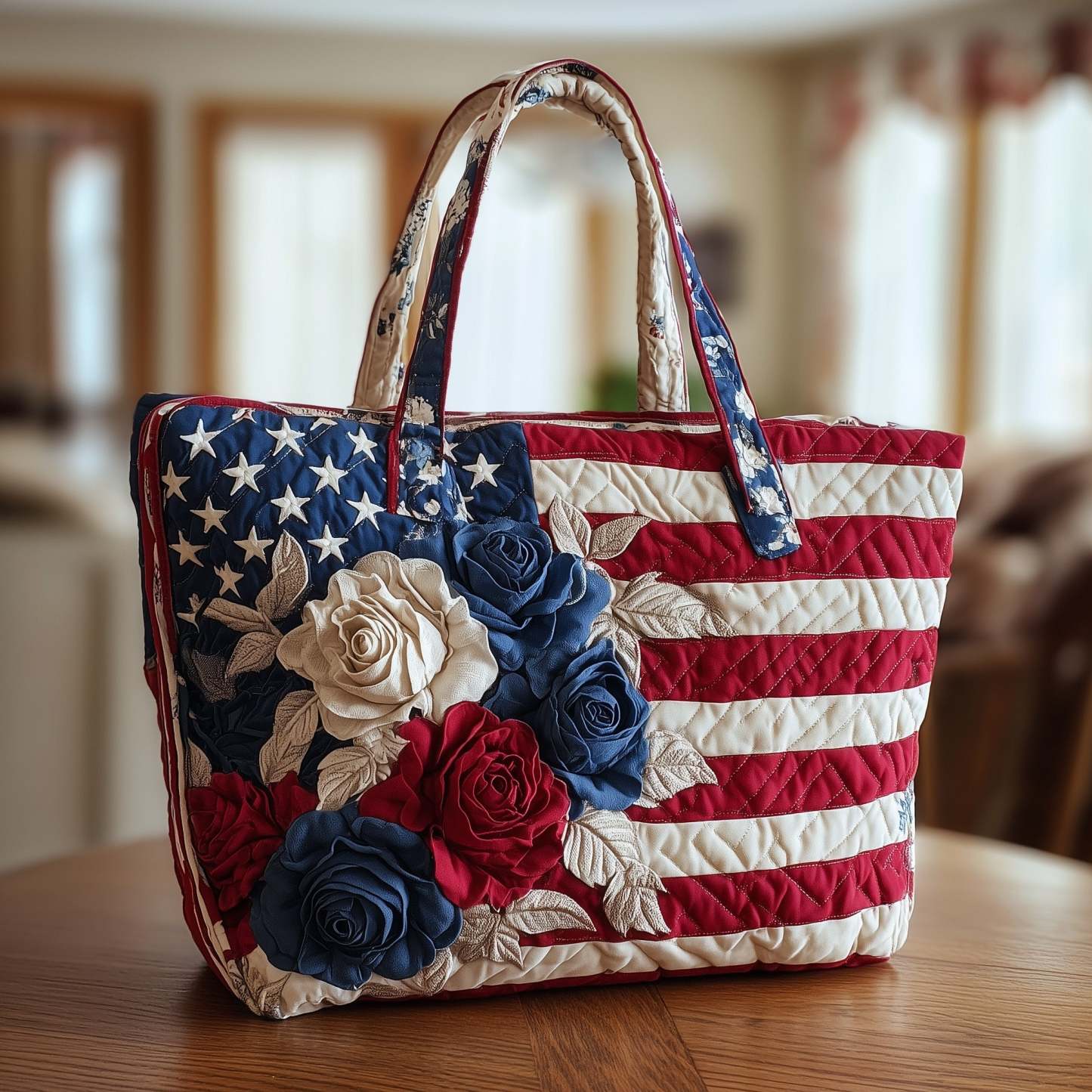 Patriotic Rose Quilted Tote Bag GFTOTP9020