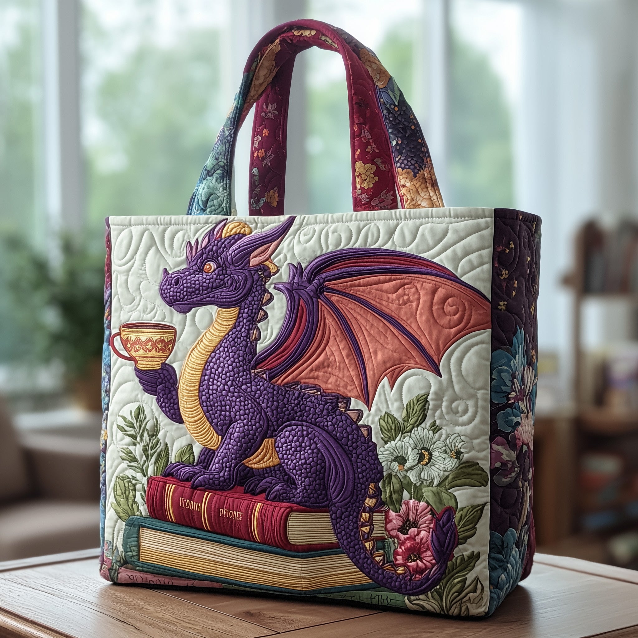 Teatime Reading Quilted Tote Bag GFTOTP9375