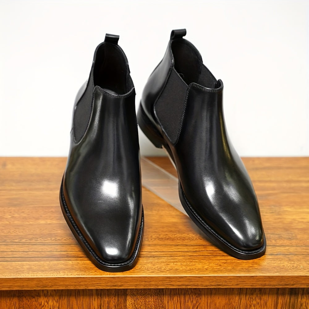 Western British Style Mens Real Leather Pull on Chelsea Ankle Boots
