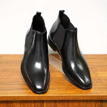 Western British Style Mens Real Leather Pull on Chelsea Ankle Boots