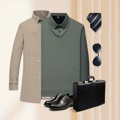 🎁 Hot Sale 49% OFF 🔥Striped Lapel Fake Two-Piece Shirt