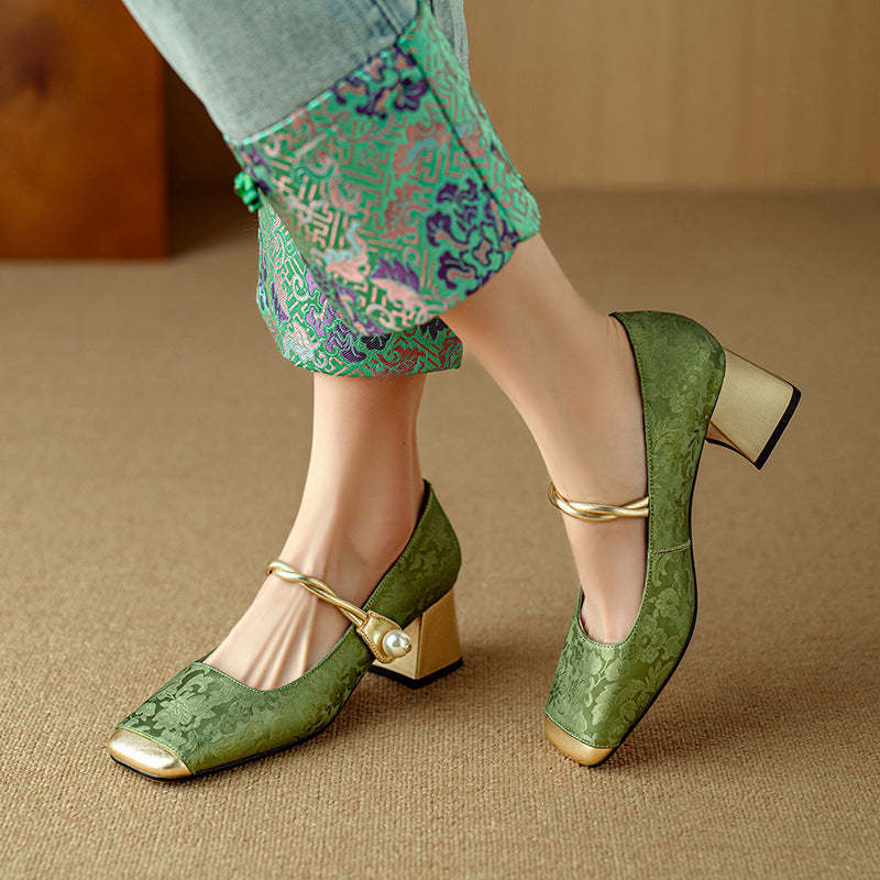 French Lux Embossed Silk Heels