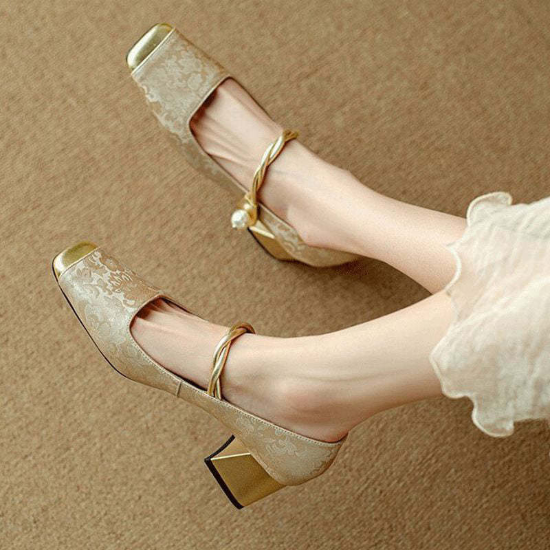 French Lux Embossed Silk Heels