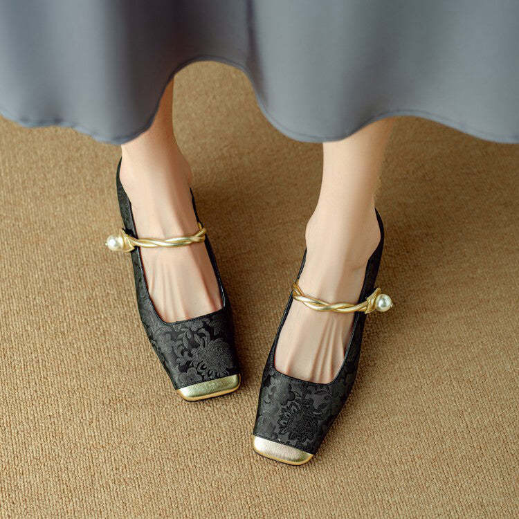 French Lux Embossed Silk Heels