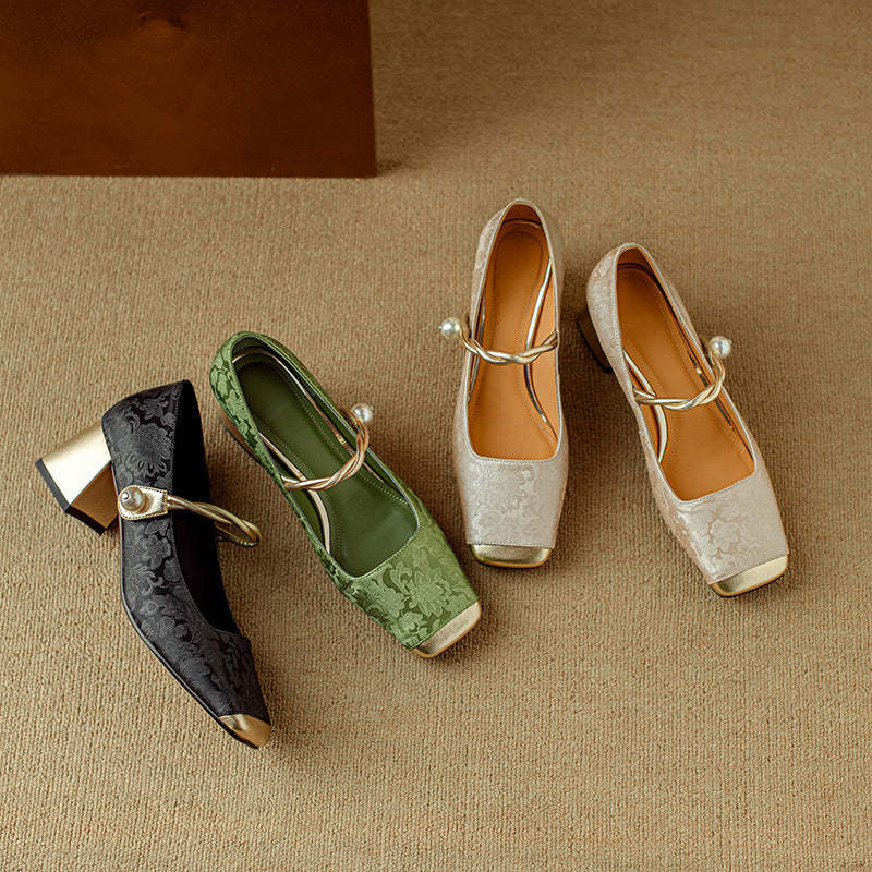 French Lux Embossed Silk Heels