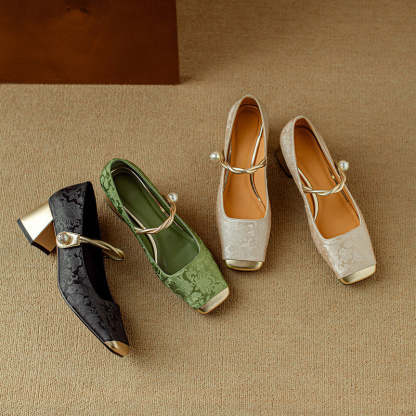French Lux Embossed Silk Heels