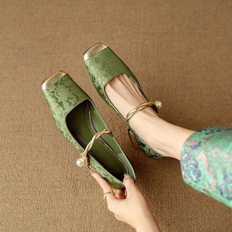 French Lux Embossed Silk Heels