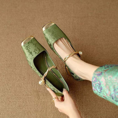 French Lux Embossed Silk Heels