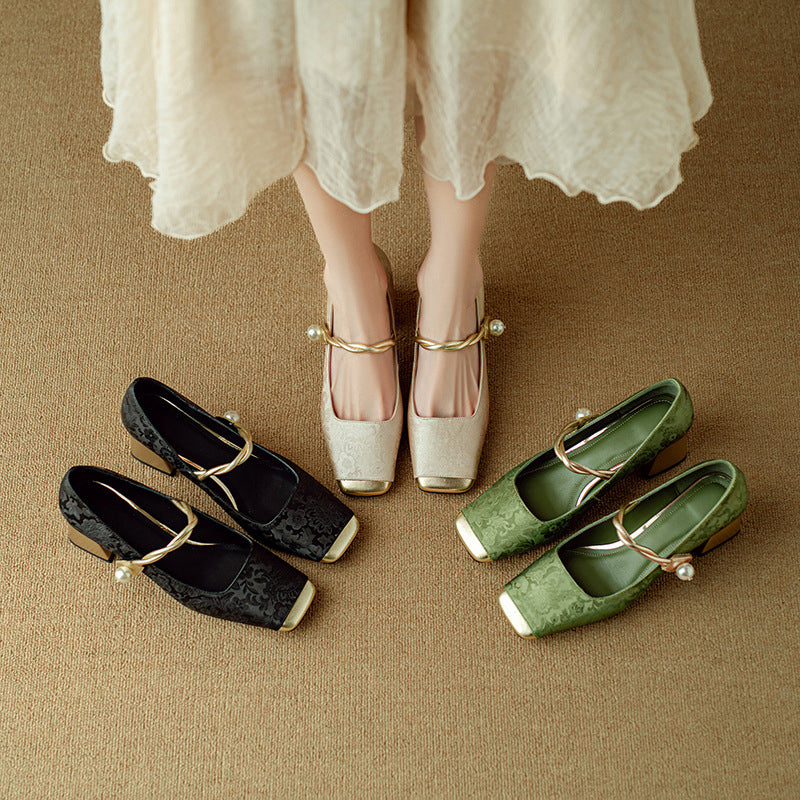 French Lux Embossed Silk Heels