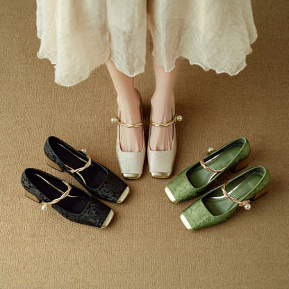French Lux Embossed Silk Heels