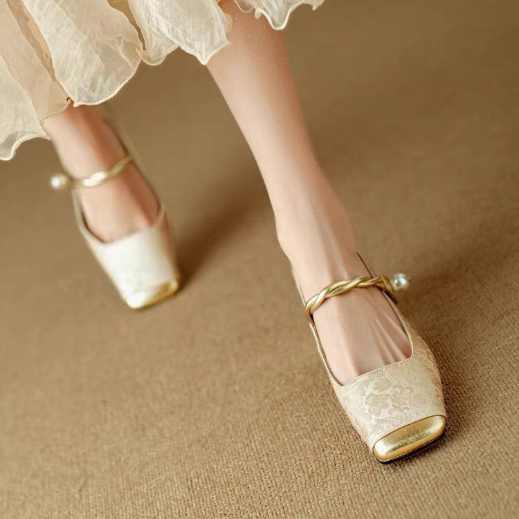 French Lux Embossed Silk Heels