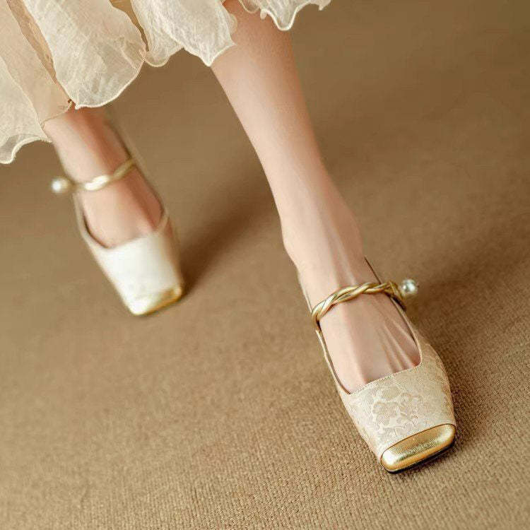 French Lux Embossed Silk Heels
