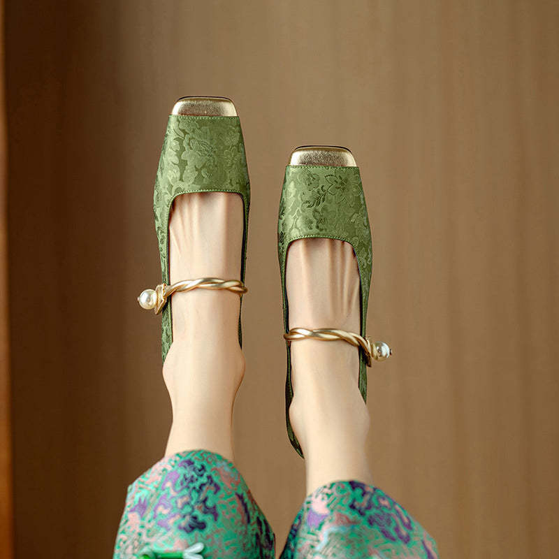 French Lux Embossed Silk Heels