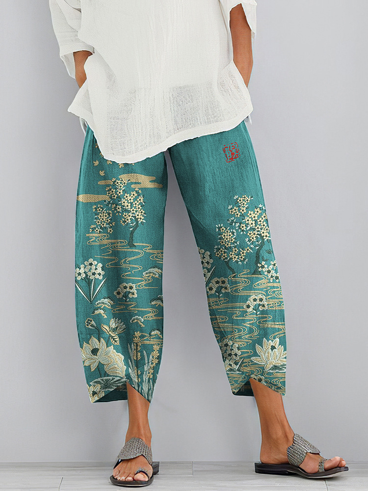 Vintage Blended Cotton Loose Casual Pants