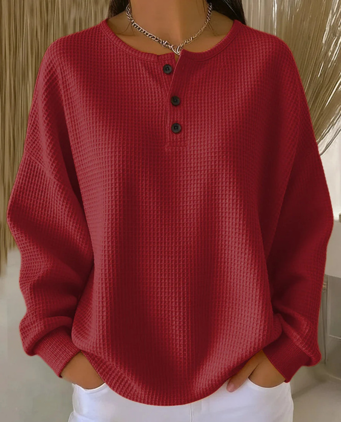 Double-Layer Waffle Knit Top