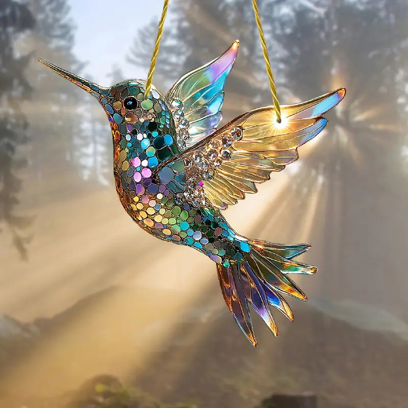 Hummingbird Suncatcher Colorful Window Hanging