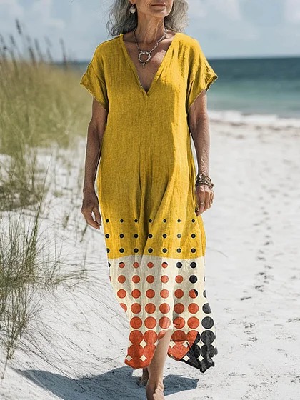 Comfortable Cotton Linen Boho Dress