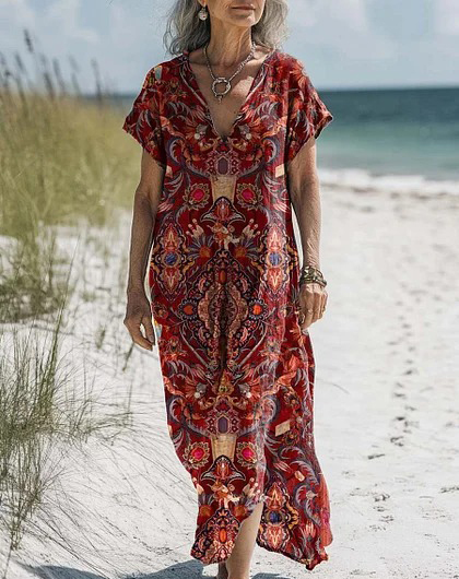 Comfortable Cotton Linen Boho Dress