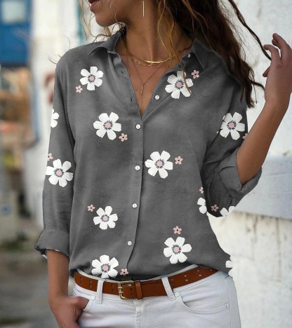 Ladies Loose Casual Long Sleeve Linen Shirt